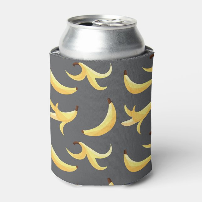 Funny Retro Yellow Banana Pattern Party Editable Can Cooler (Can Front)