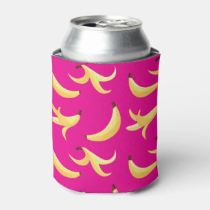 Funny Retro Yellow Banana Pattern Party Editable Can Cooler