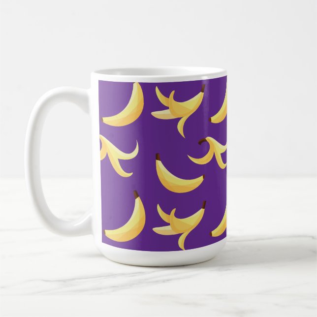 Funny Retro Yellow Banana Pattern Party Editable Coffee Mug (Left)