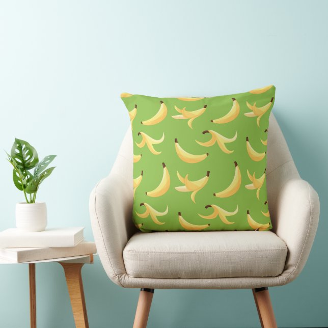 Funny Retro Yellow Banana Pattern Party Editable Cushion (Chair)