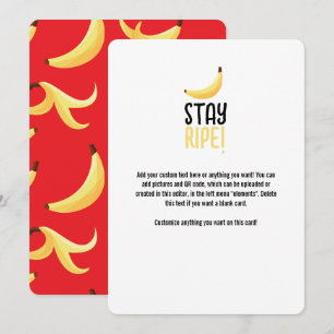 Funny Retro Yellow Banana Pattern Party Editable Holiday Card