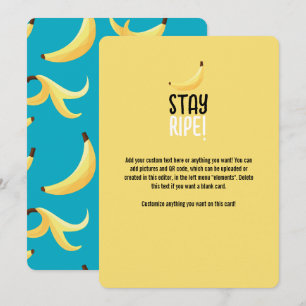 Funny Retro Yellow Banana Pattern Party Editable Holiday Card