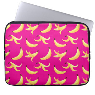 Funny Retro Yellow Banana Pattern Party Editable Laptop Sleeve