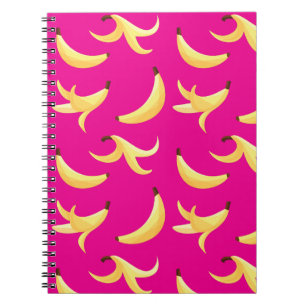 Funny Retro Yellow Banana Pattern Party Editable Notebook