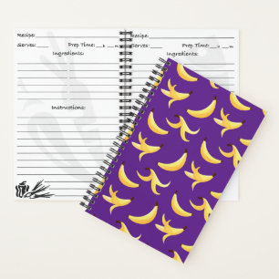 Funny Retro Yellow Banana Pattern Party Editable Notebook