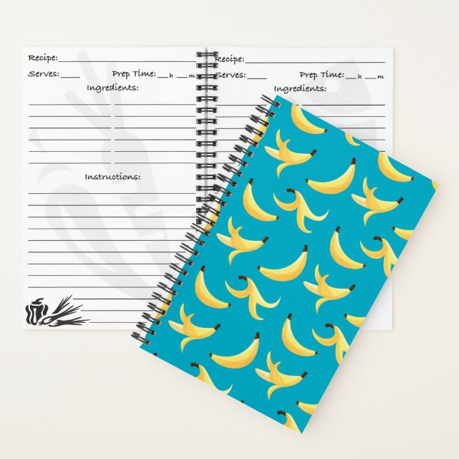 Funny Retro Yellow Banana Pattern Party Editable Notebook (Inside)