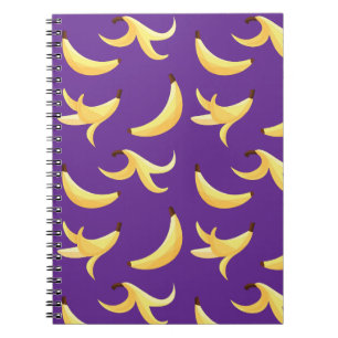 Funny Retro Yellow Banana Pattern Party Editable Notebook