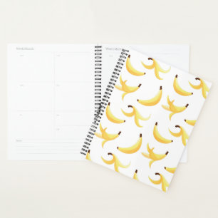 Funny Retro Yellow Banana Pattern Party Editable Planner