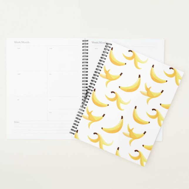 Funny Retro Yellow Banana Pattern Party Editable Planner (Display)