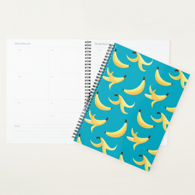 Funny Retro Yellow Banana Pattern Party Editable Planner (Display)