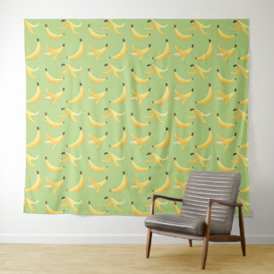 Funny Retro Yellow Banana Pattern Party Editable Tapestry