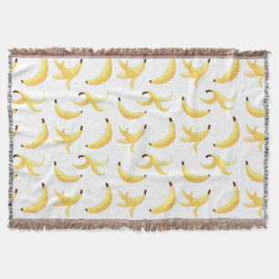 Funny Retro Yellow Banana Pattern Party Editable Throw Blanket