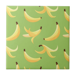 Funny Retro Yellow Banana Pattern Party Editable Tile
