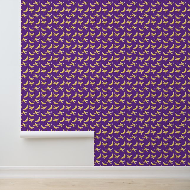 Funny Retro Yellow Banana Pattern Party Editable Wallpaper (Application)