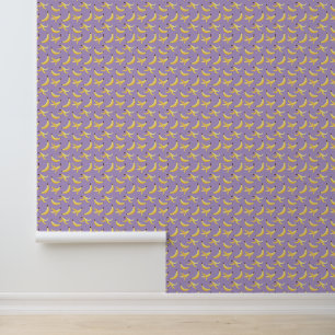 Funny Retro Yellow Banana Pattern Party Editable Wallpaper