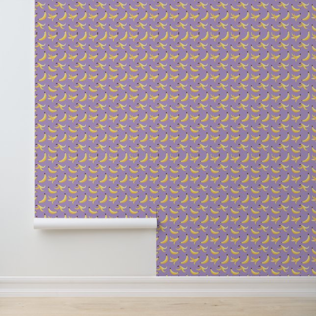 Funny Retro Yellow Banana Pattern Party Editable Wallpaper (Application)