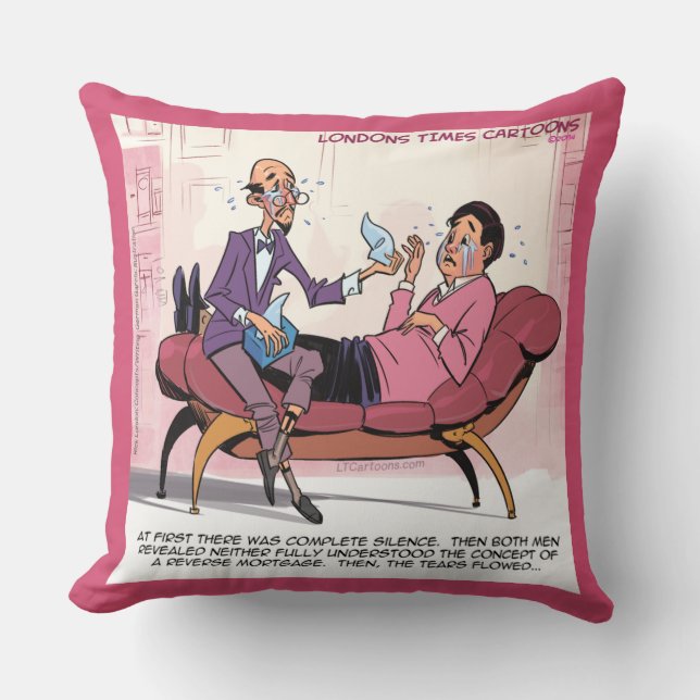 Funny Reverse Mortgage Therapy Cotton Throw Pillow (Front)