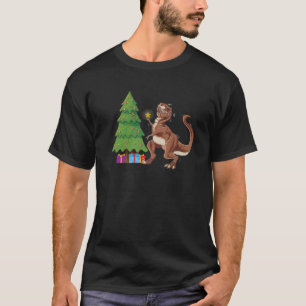 Funny Rex Christmas Tree Topper Dinosaur Lover Cos T-Shirt