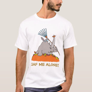funny rhino in autumn leaf pile LEAVE ME ALONE PUN T-Shirt