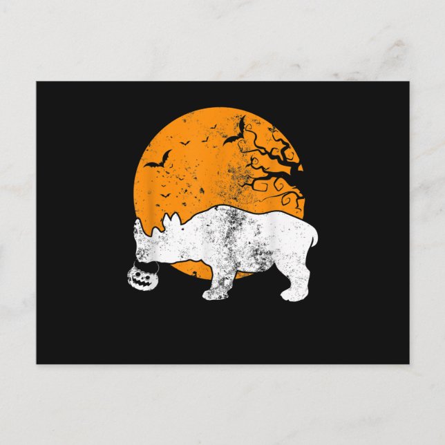 Funny Rhino Pumpkin Halloween Costume Gift Postcard (Front)
