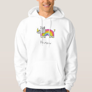 Funny Rhino Rainbow Cute Kids Cartoon Hoodie