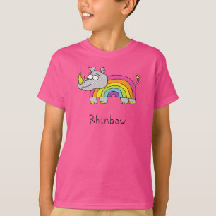 Funny Rhino Rainbow Cute Kids Cartoon T-Shirt