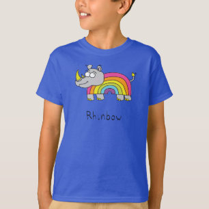 Funny Rhino Rainbow Cute Kids Cartoon T-Shirt