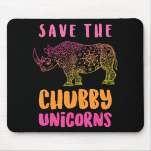 Funny Rhino Save  Chubby Unicorns Animal Rights Mouse Pad