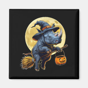 Funny Rhino Witch Hat Pumpkin Halloween Costume Magnet