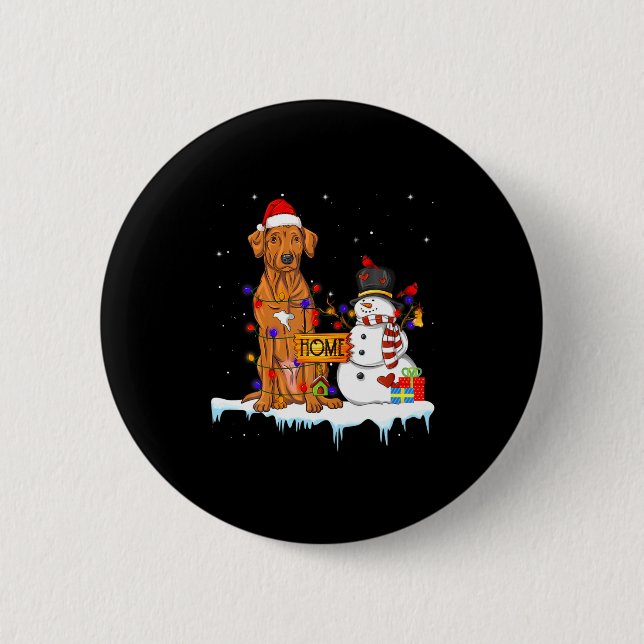 Funny Rhodesian Ridgeback Dog Christmas Snowman Xm 6 Cm Round Badge (Front)