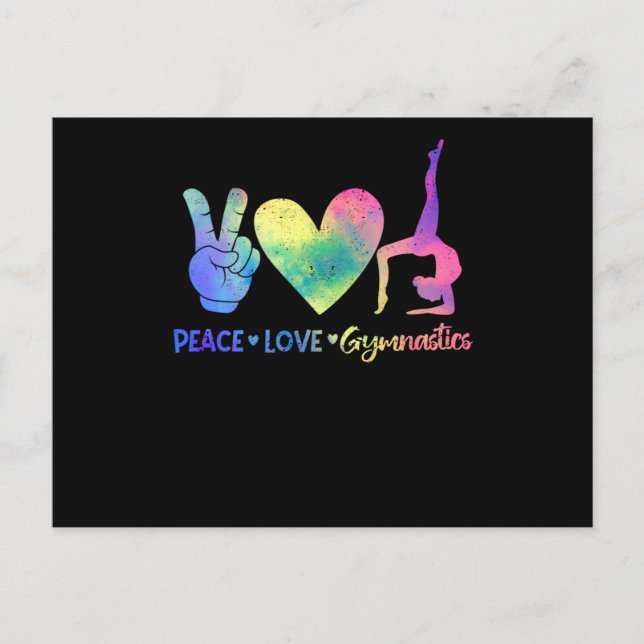 Funny rhythmic gymnastics peace love postcard (Front)