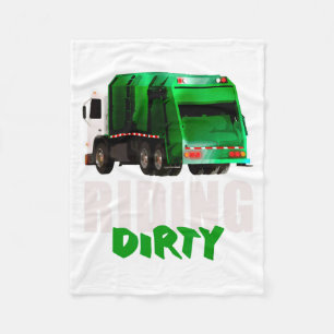 Funny Riding Dirty Recycling Garbage Truck Earth D Fleece Blanket