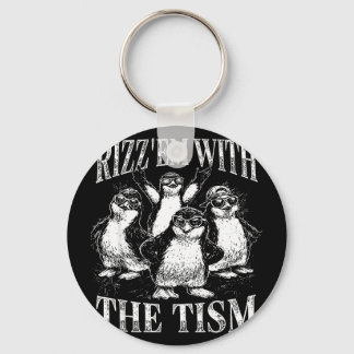 Funny rizz em with the tism retro penguin meme  key ring