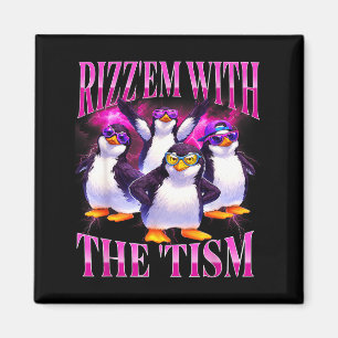 Funny rizz em with the tism retro penguin meme magnet