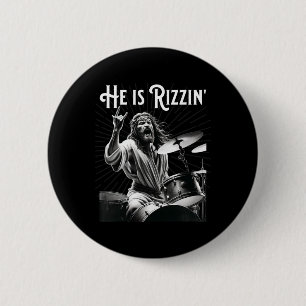 Funny Rizz He Is Rizzin Jesus Drumming  6 Cm Round Badge