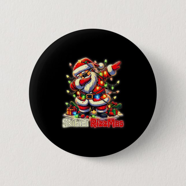 Funny Rizz Santa Claus Dabbing Christmas Skibidi R 6 Cm Round Badge (Front)