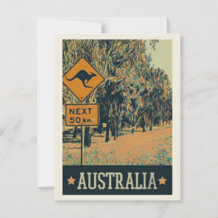 Funny road sign, beware of kangaroos! postcard
