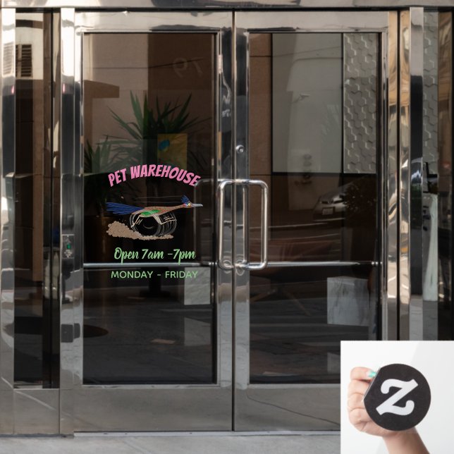 Funny roadrunner bird cartoon illustration (Office Door)