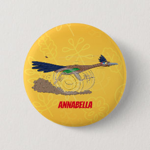Funny roadrunner bird cartoon illustration 6 cm round badge