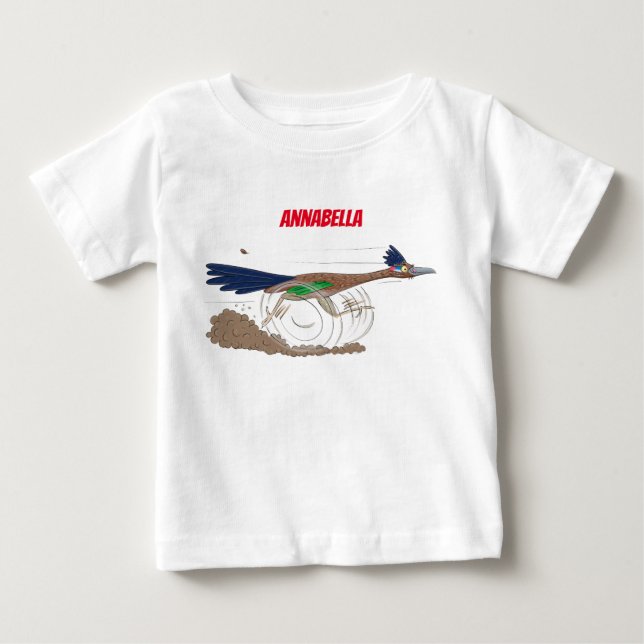 Funny roadrunner bird cartoon illustration baby T-Shirt (Front)
