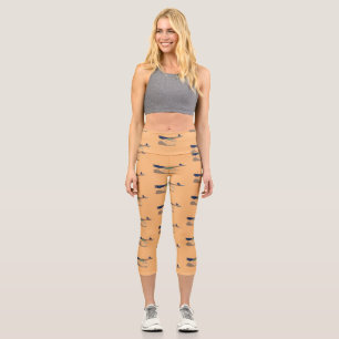 Funny roadrunner bird cartoon illustration capri leggings
