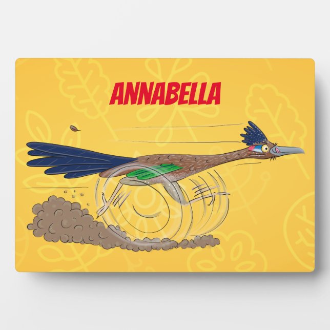 Funny roadrunner bird cartoon illustration plaque (Front)