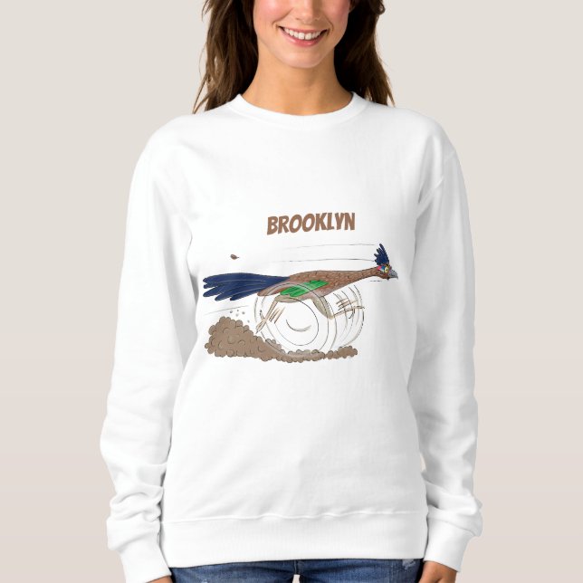 Funny roadrunner bird cartoon illustration sweatshirt (Front)