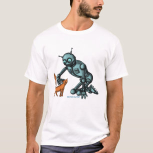 Funny robot and cat t-shirt design