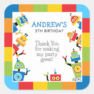 Funny Robot Birthday Sticker