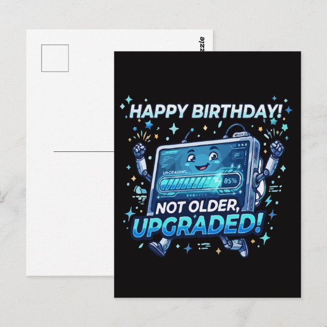 Funny Robot Birthday Upgrade Postcard (Front/Back)