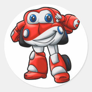 Funny Robot car cartoon - Choose back colour Classic Round Sticker