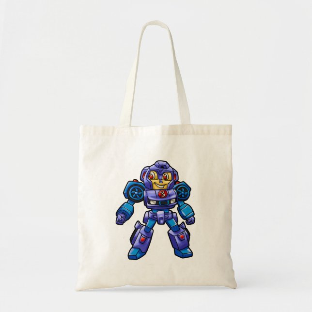 Funny robot cartoon | Robot car |Choose back colou Tote Bag (Front)