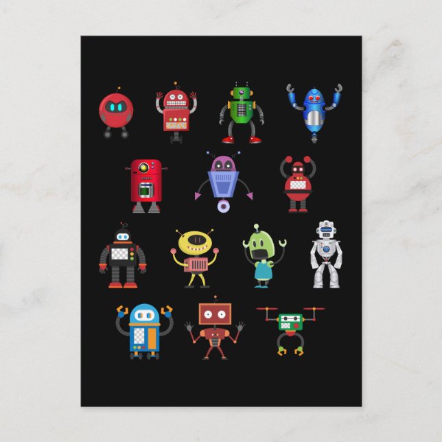 Funny Robots Girls Boys Robot Postcard (Front)