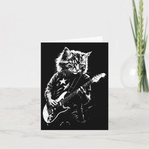 Funny Rock Cat Playing Guitar For Men Women Music  Card